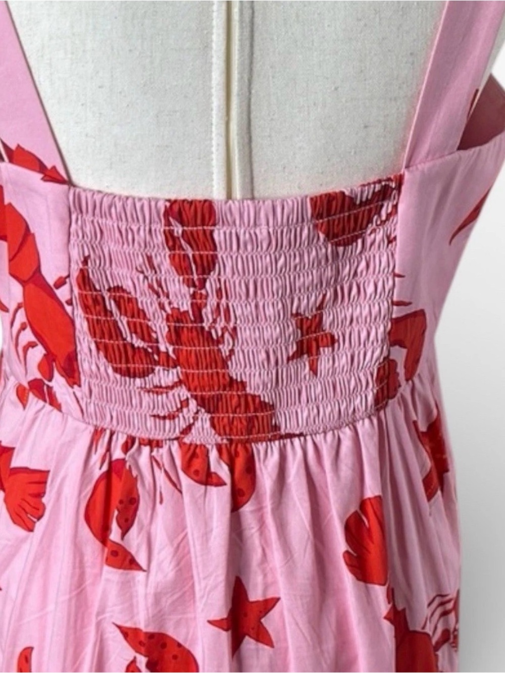 J. Crew Pink Maxi Dress with Red Lobster & Star Print Size 8 - Picture 7 of 15